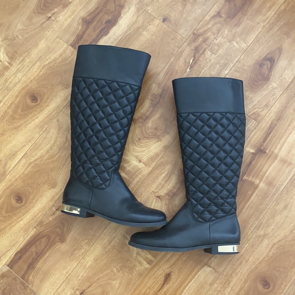 VINCE CAMUTO Foxey 2 Leather Black Knee High Boot Size 8 - Picture 6 of 7